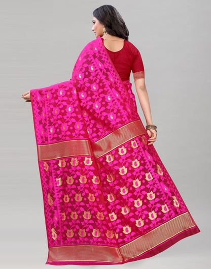 Pink Banarasi Cotton Saree