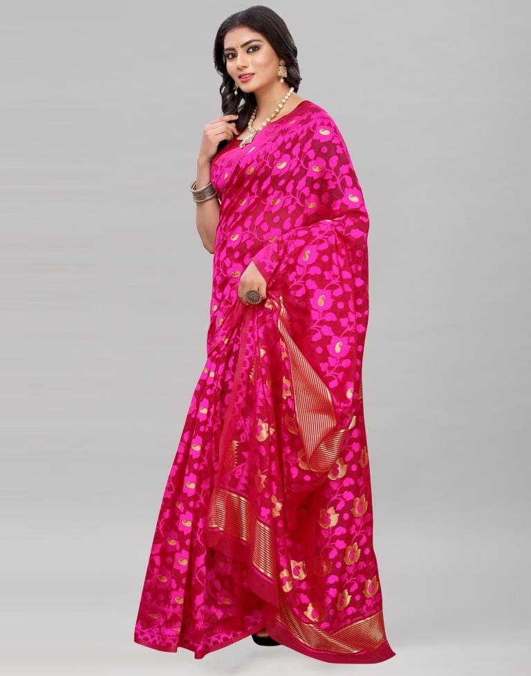 Pink Banarasi Cotton Saree