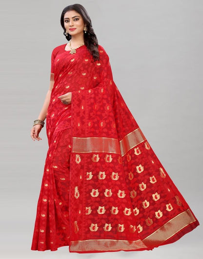 Red Banarasi Cotton Saree