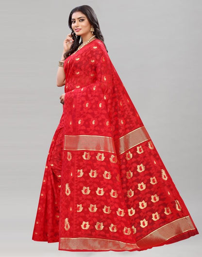 Red Banarasi Cotton Saree