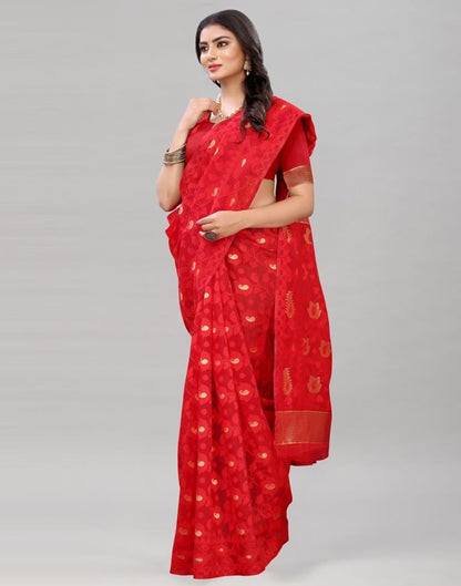 Red Banarasi Cotton Saree