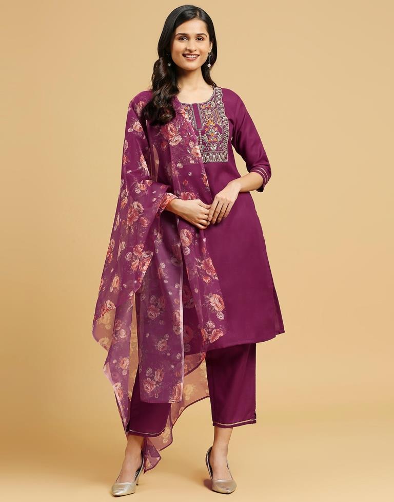 Pink Cotton Printed Kurta Set With Dupatta