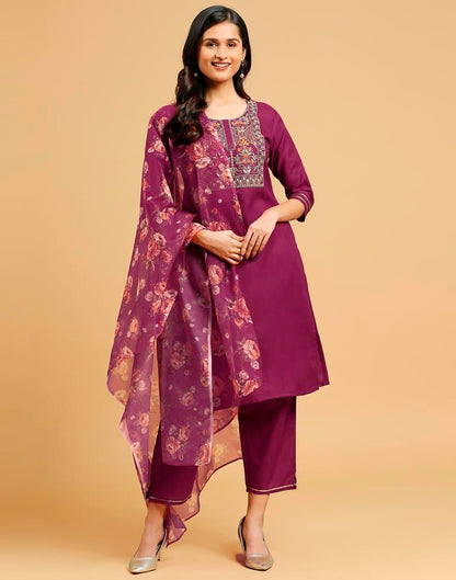 Pink Cotton Printed Kurta Set With Dupatta