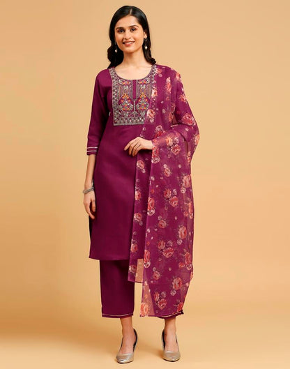 Pink Cotton Printed Kurta Set With Dupatta