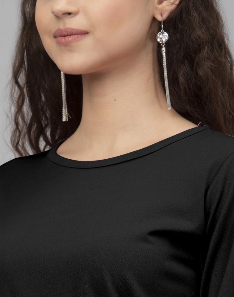 Desirable Black Coloured Knitted Lycra Dress | Leemboodi