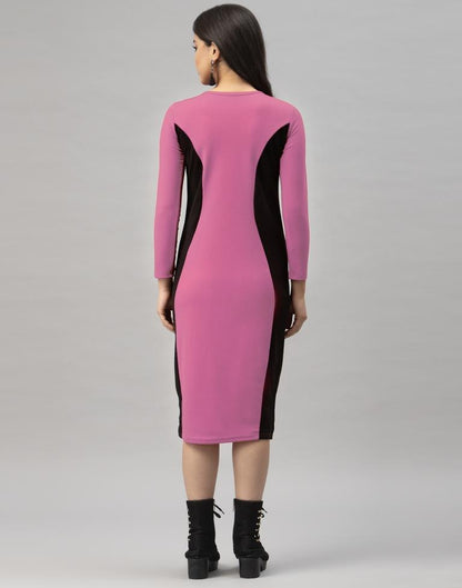 Beguiling Pink Coloured Knitted Lycra Dress | Leemboodi