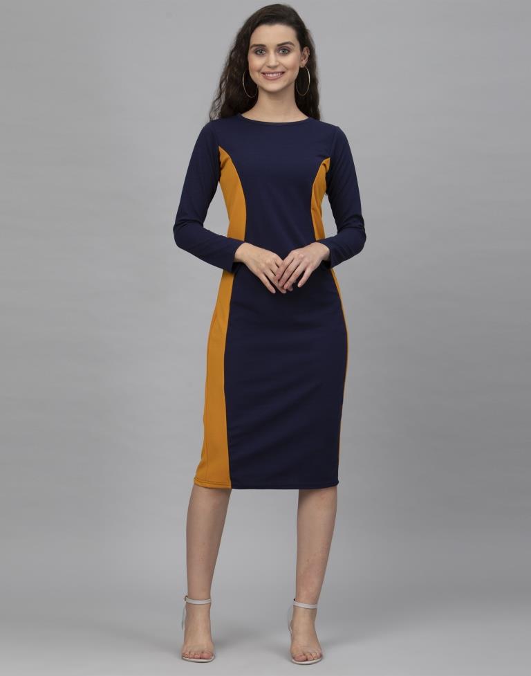 Blue Coloured Knitted Lycra Dress | Leemboodi