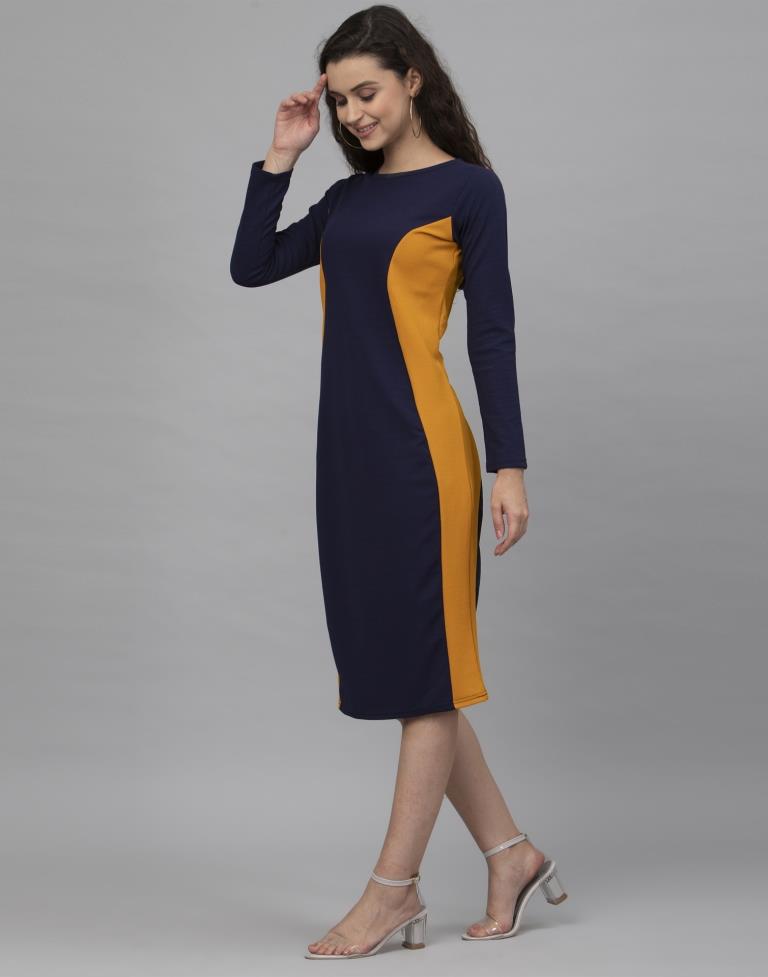 Blue Coloured Knitted Lycra Dress | Leemboodi