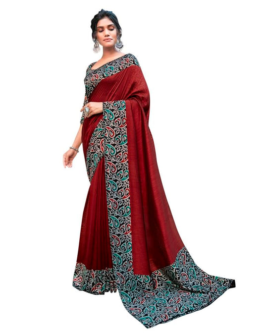 Red Coloured Art Silk Printed Partywear saree | Sudathi