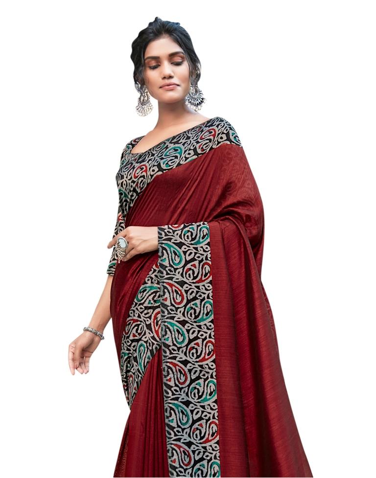 Red Coloured Art Silk Printed Partywear saree | Sudathi