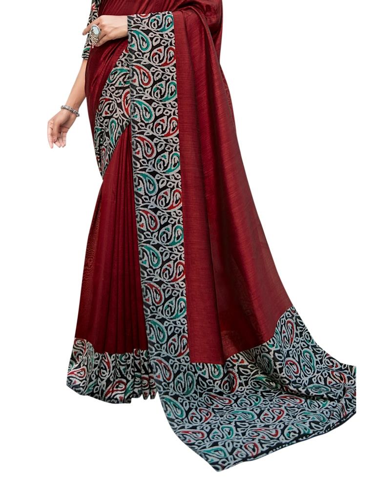 Red Coloured Art Silk Printed Partywear saree | Sudathi