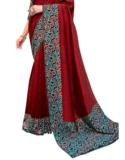 Red Coloured Art Silk Printed Partywear saree | Sudathi