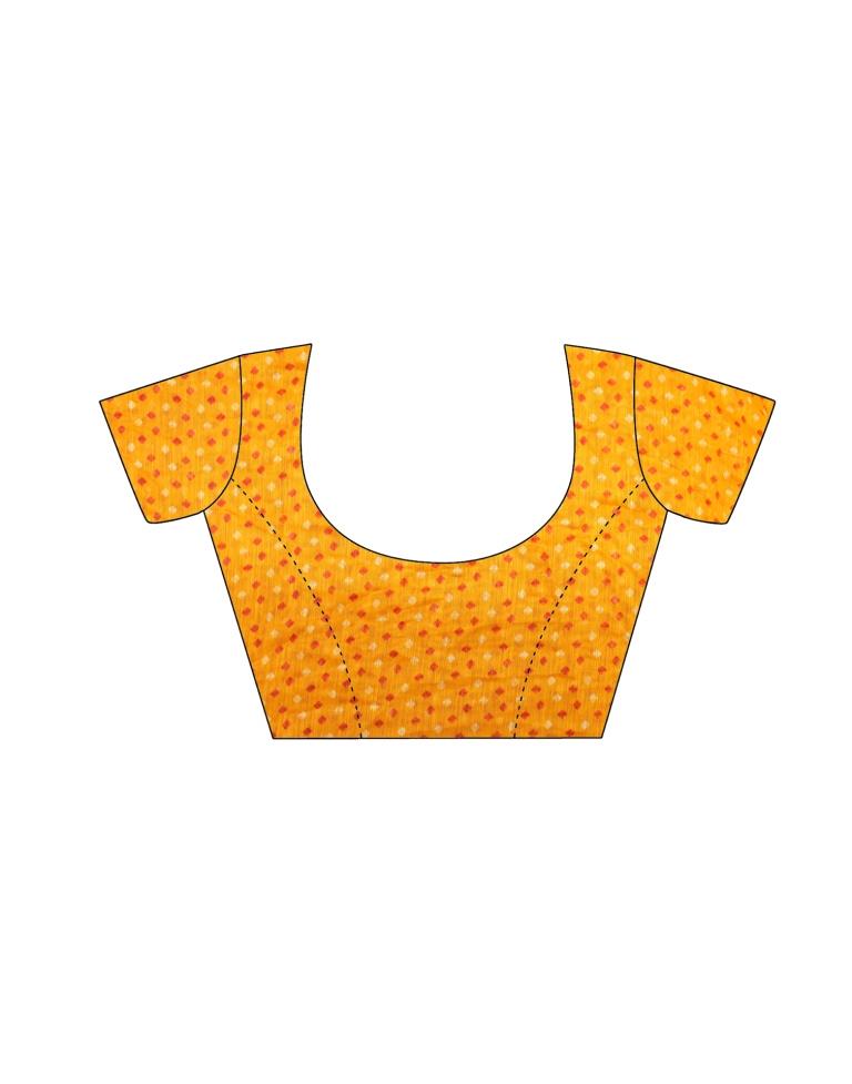 Orange Coloured Bandhni Printed Cotton Saree | Sudathi