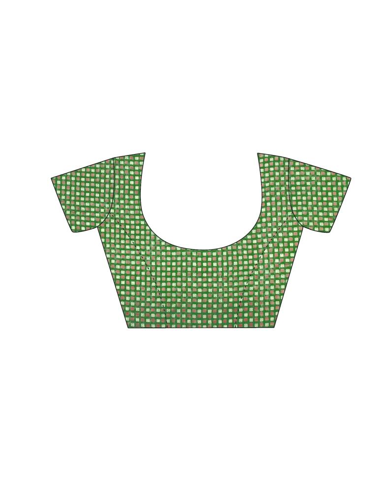 Green Coloured Cotton Blend Bandhani Printed Casual saree | Sudathi