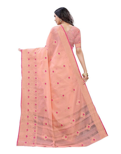 Peach Banarasi Cotton Saree