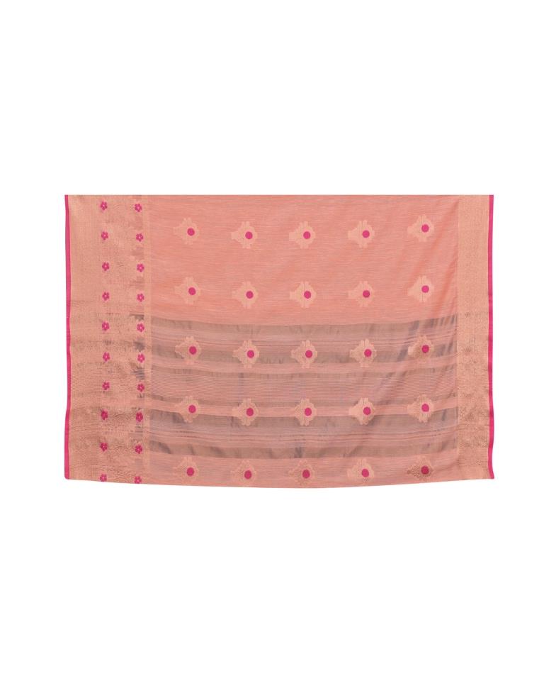 Peach Banarasi Cotton Saree