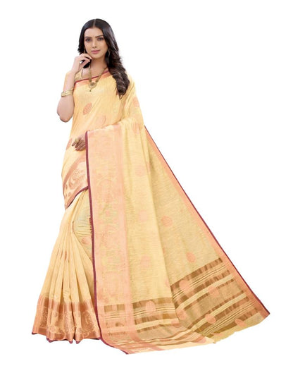 Mellow Yellow Cotton Slub Plain Saree | Sudathi