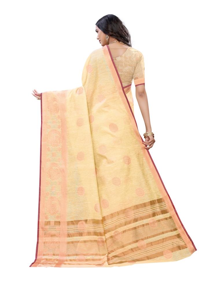 Mellow Yellow Cotton Slub Plain Saree | Sudathi