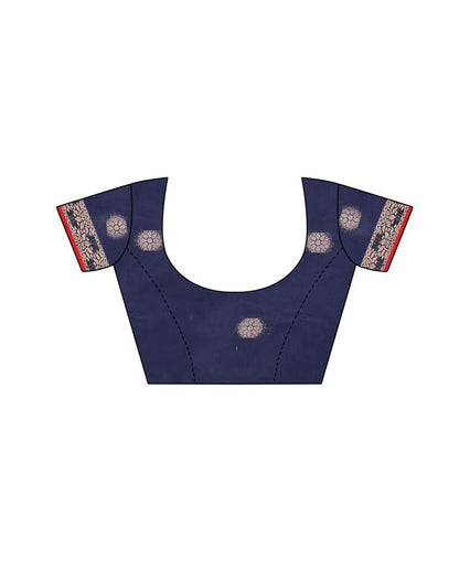 Blue Cotton Slub Plain Saree | Sudathi