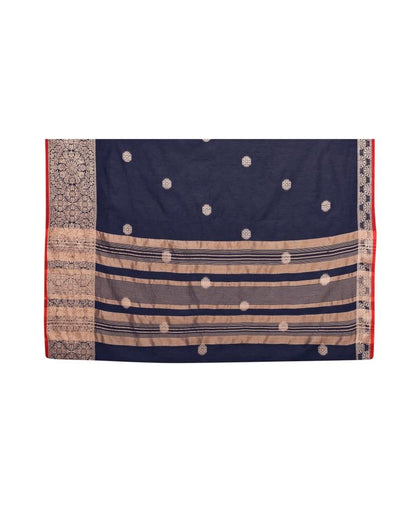 Blue Cotton Slub Plain Saree | Sudathi