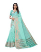 Turquoise Cotton Slub Plain Saree | Sudathi