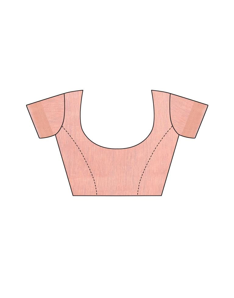 Peach Cotton Slub Plain Saree | Sudathi