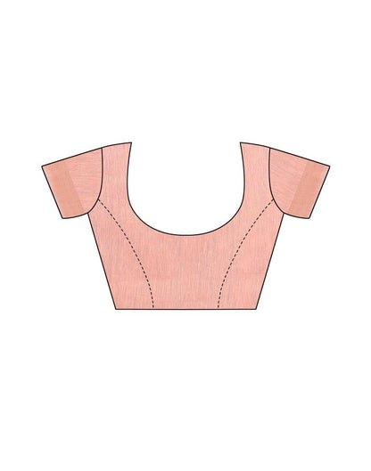 Peach Cotton Slub Plain Saree | Sudathi