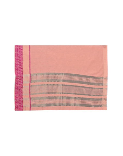 Peach Cotton Slub Plain Saree | Sudathi