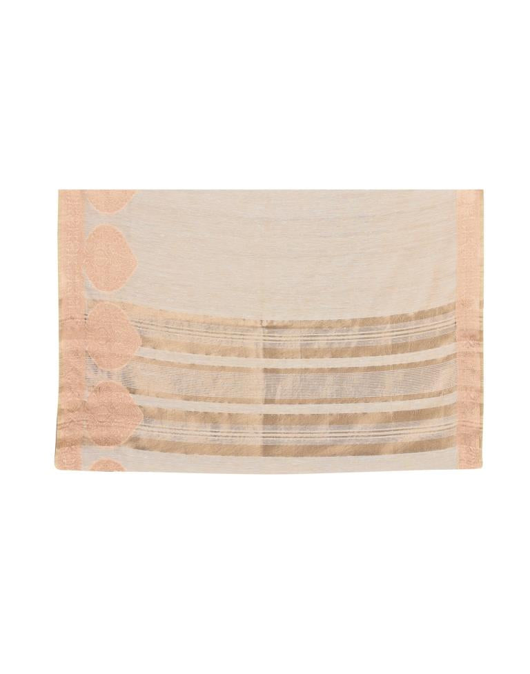 Beige Cotton Slub Plain saree | Sudathi