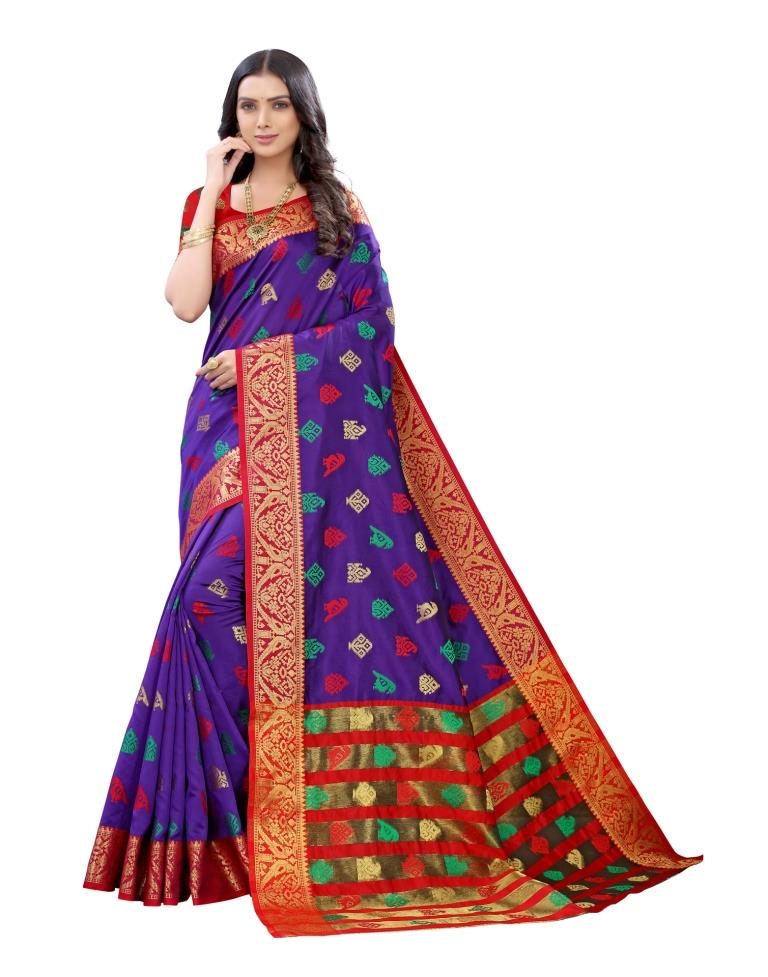 Violet Coloured Poly Silk Jacquard Partywear saree | Sudathi