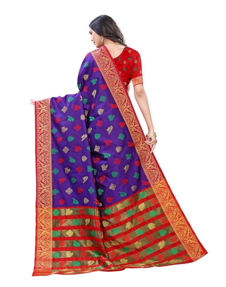 Violet Coloured Poly Silk Jacquard Partywear saree | Sudathi