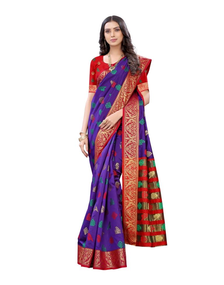 Violet Coloured Poly Silk Jacquard Partywear saree | Sudathi