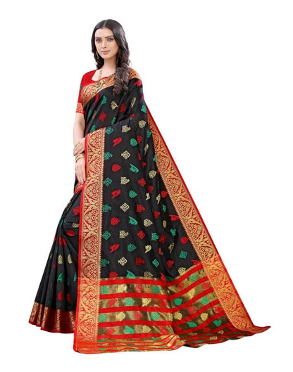 Black Coloured Poly Silk Jacquard Partywear saree | Sudathi