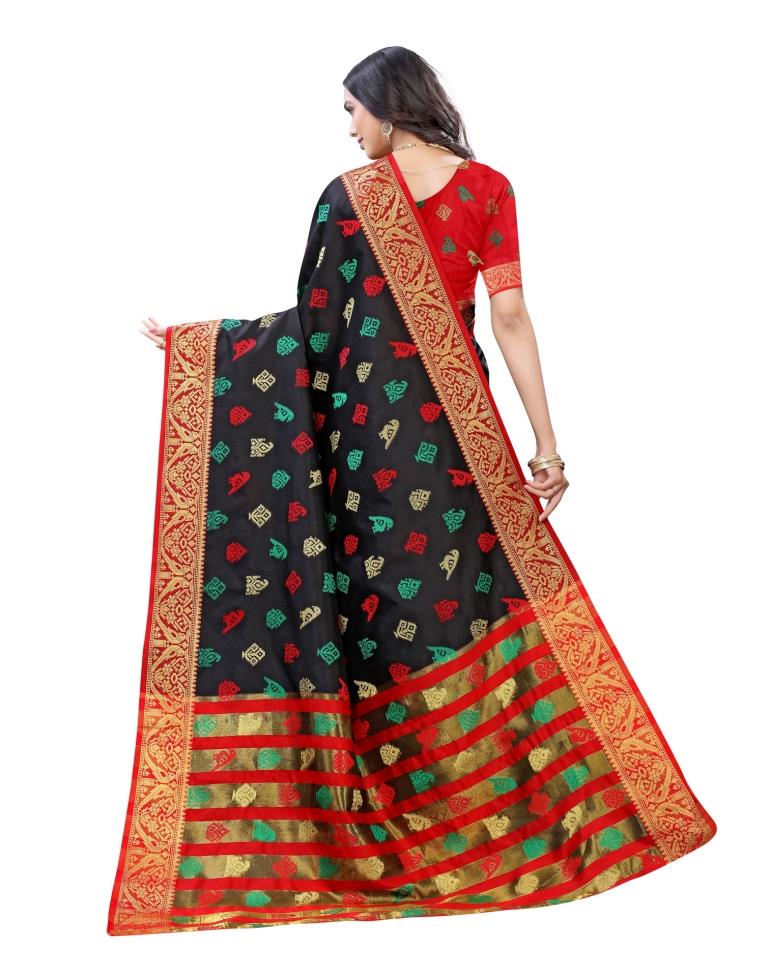 Black Coloured Poly Silk Jacquard Partywear saree | Sudathi