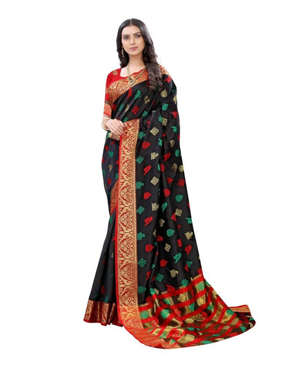 Black Coloured Poly Silk Jacquard Partywear saree | Sudathi