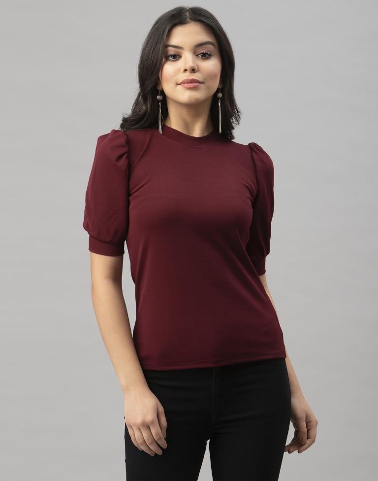 Maroon Knitted Top | Sudathi