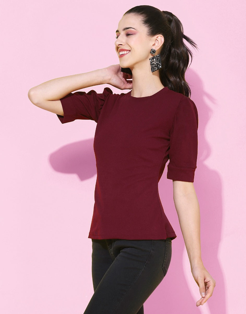 Maroon Knitted Top | Sudathi
