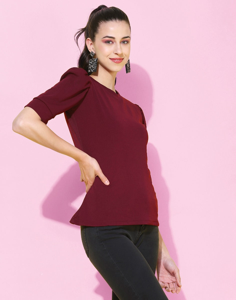 Maroon Knitted Top | Sudathi