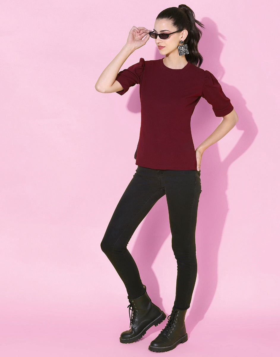 Maroon Knitted Top | Sudathi