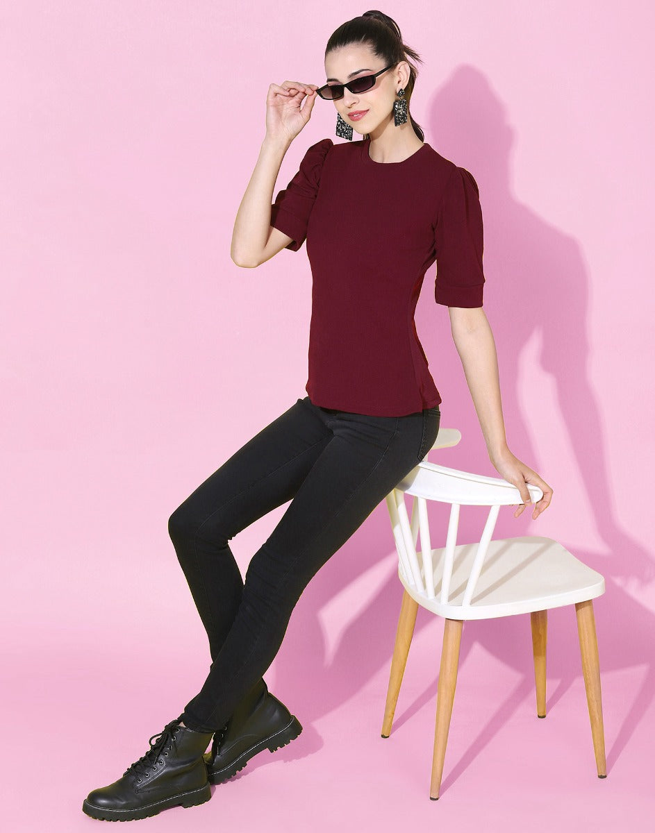 Maroon Knitted Top | Sudathi