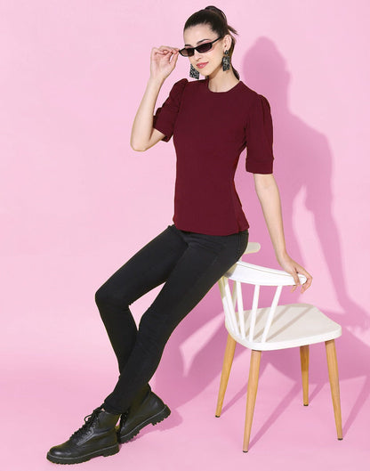 Maroon Knitted Top | Sudathi
