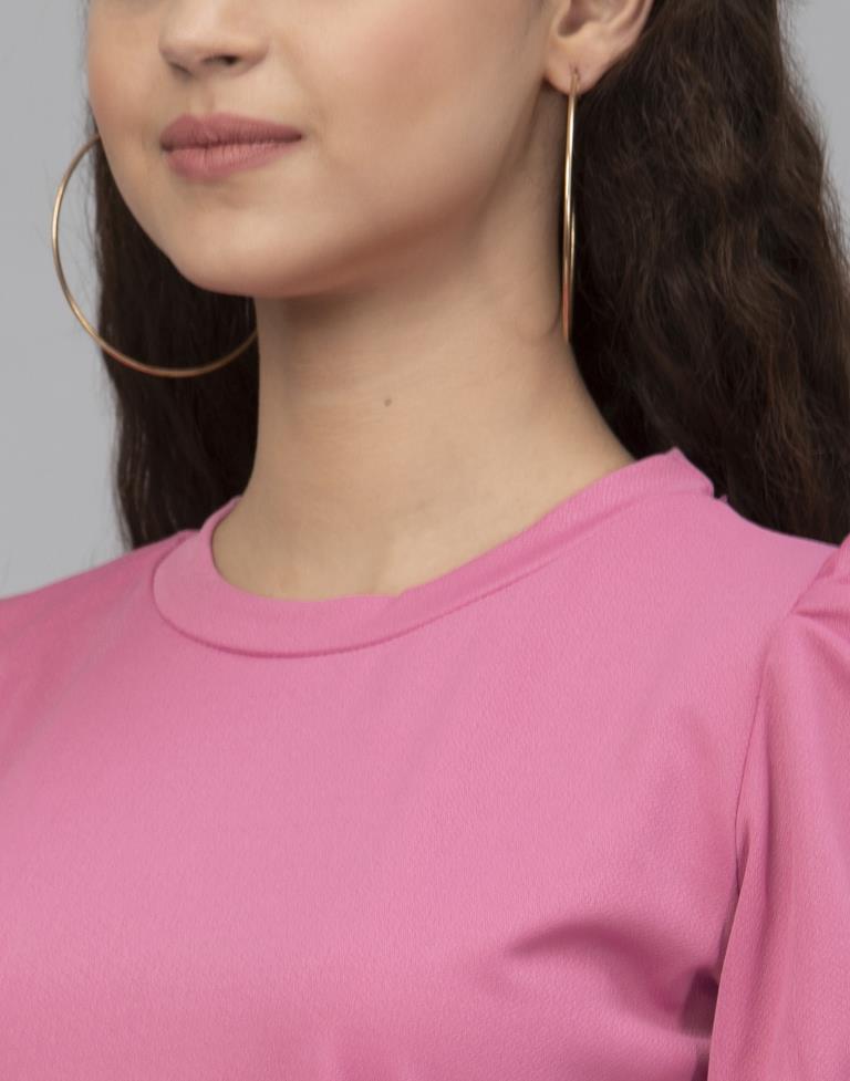 Fantastic Pink Coloured Knitted Lycra Tops | Sudathi