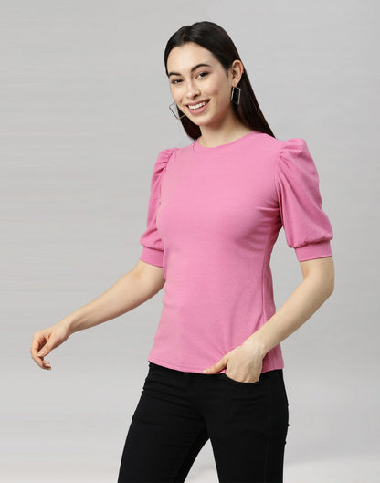 Fantastic Pink Coloured Knitted Lycra Tops | Sudathi