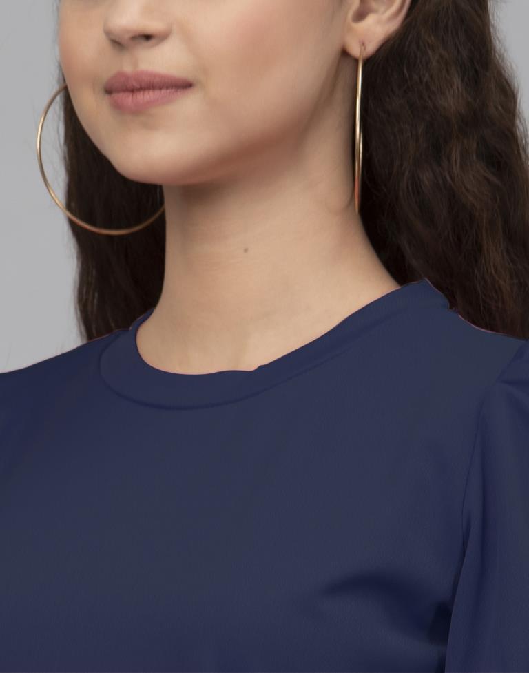 Fantastic Blue Coloured Knitted Lycra Tops | Sudathi