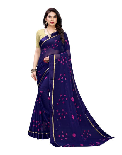 Dark Blue Coloured Chiffon Printed Casual saree | Sudathi