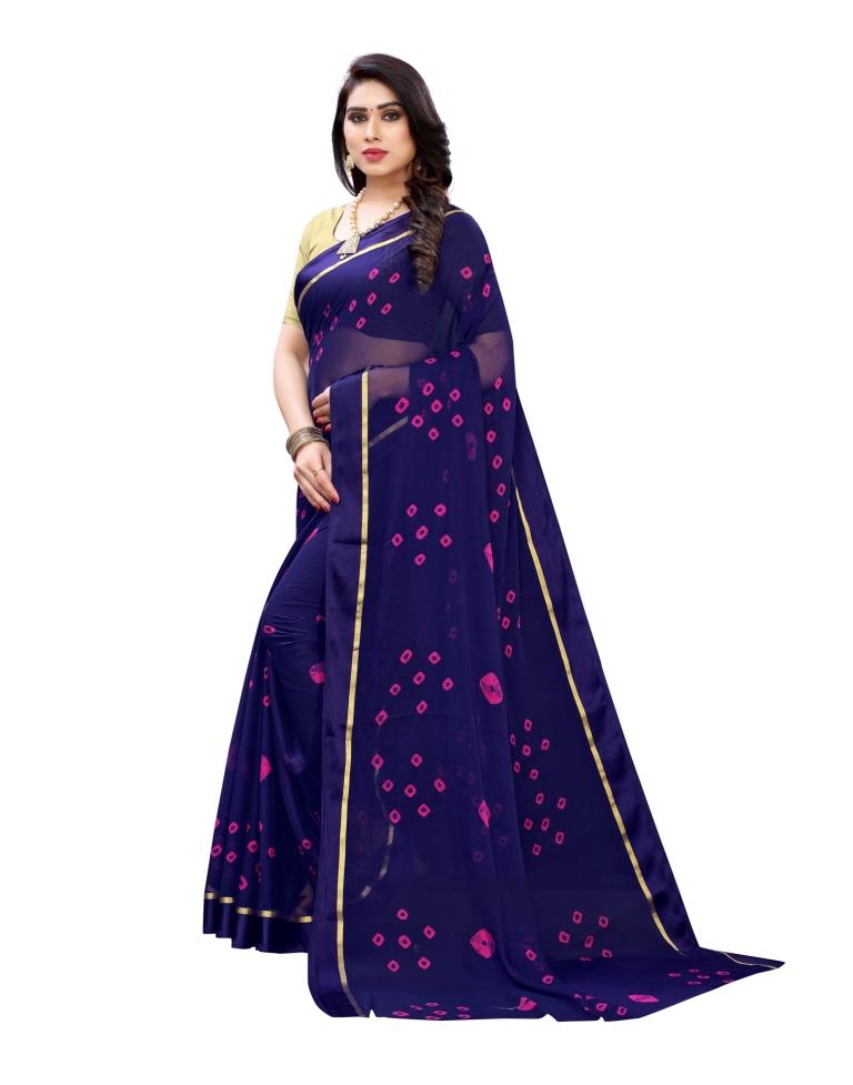 Dark Blue Coloured Chiffon Printed Casual saree | Sudathi