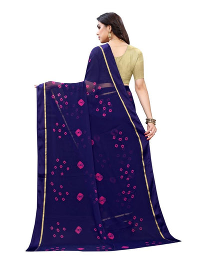 Dark Blue Coloured Chiffon Printed Casual saree | Sudathi