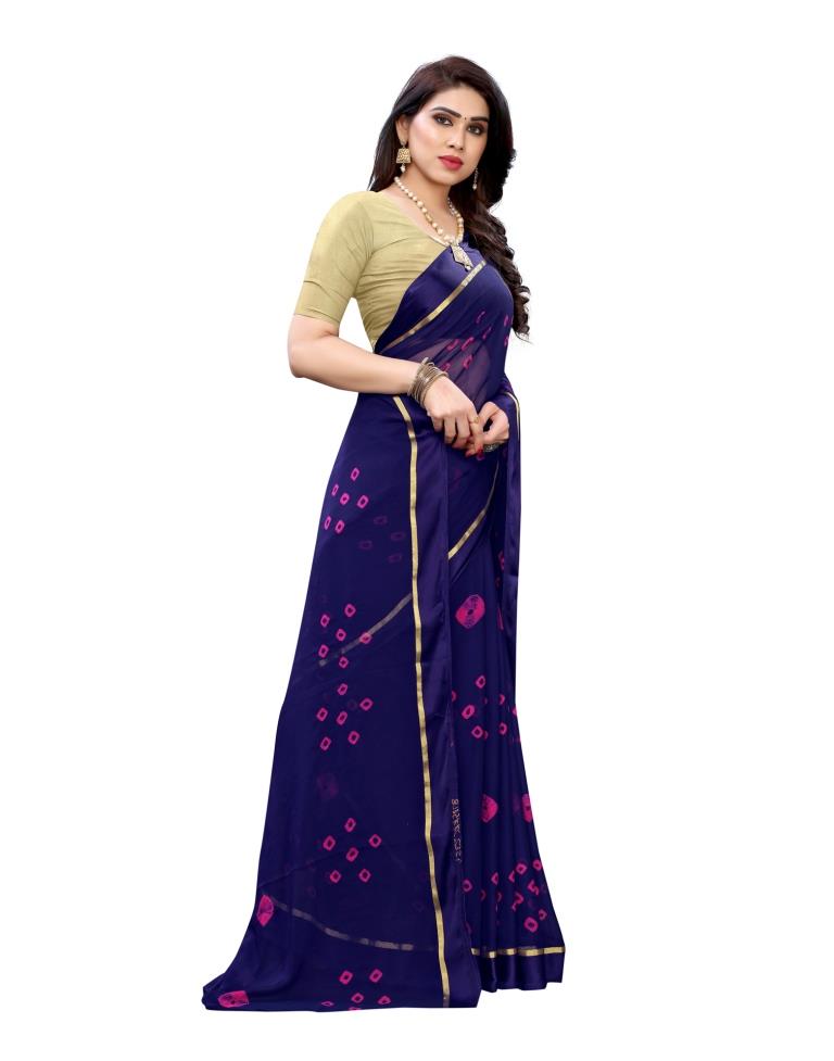 Dark Blue Coloured Chiffon Printed Casual saree | Sudathi