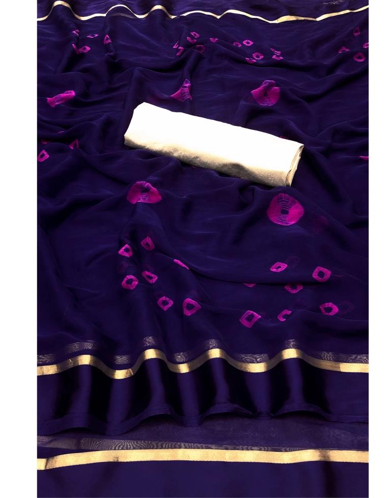 Dark Blue Coloured Chiffon Printed Casual saree | Sudathi