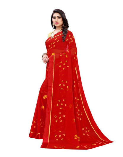 Red Coloured Chiffon Printed Casual saree | Sudathi